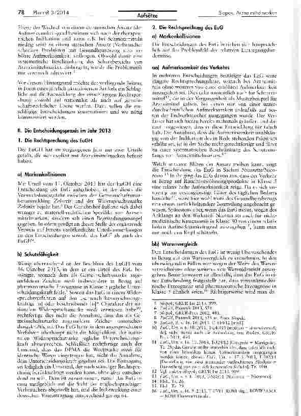 Vorschauseite 2: Die Entscheidungspraxis zu Arzneimittelmarken im Jahr 2013
