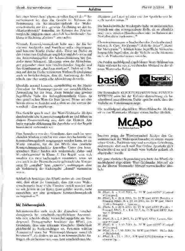 Vorschauseite 5: Die Entscheidungspraxis zu Arzneimittelmarken im Jahr 2013