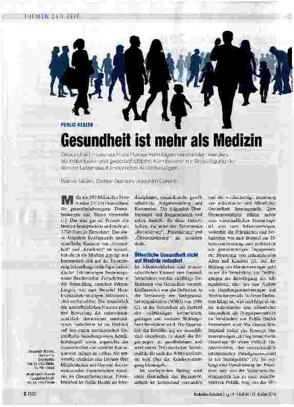 Vorschauseite 1: Gesundheit ist mehr als Medizin