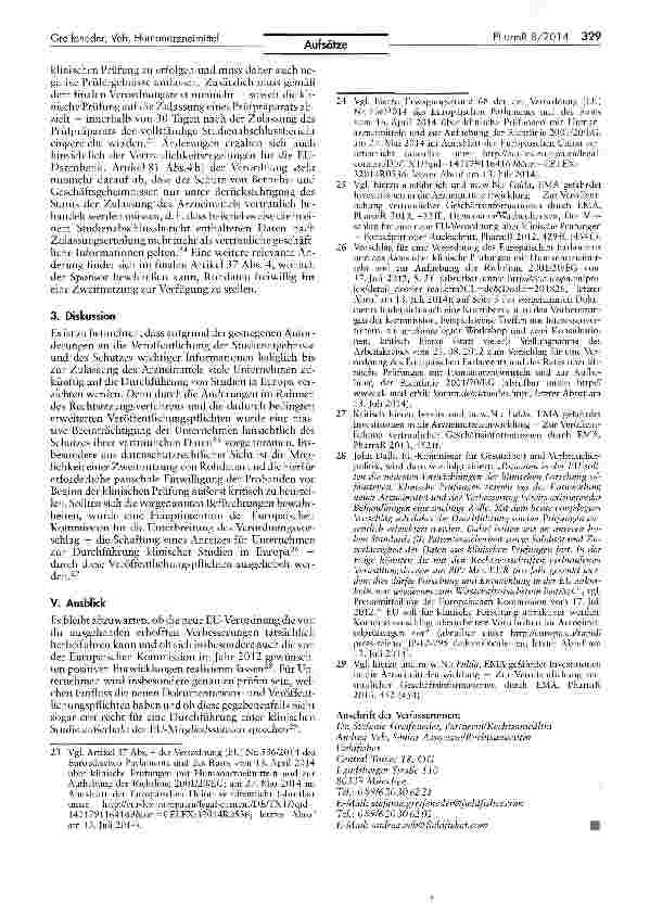 Vorschauseite 5: Ausgewählte rechtliche Aspekte bei klinischen Prüfungen mit Humanarzneimitteln nach der neuen EU-Verordnung