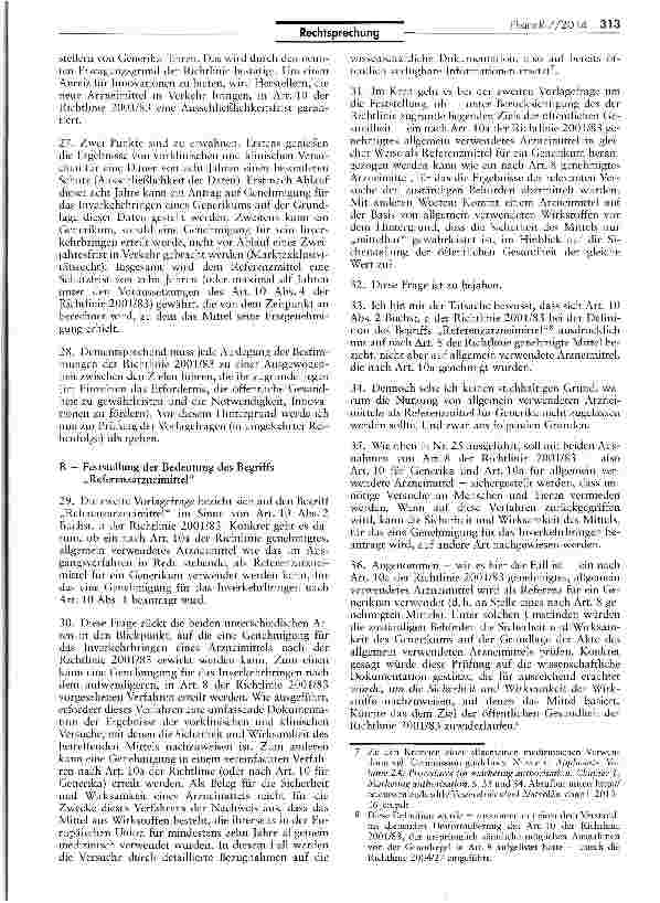 Vorschauseite 5: Recht des Inhabers einer Genehmigung für das Inverkehrbringen eines Rerenzarzneimittels, die Genehmigung eines Generikums anzufechten RL 2001/83/EG
