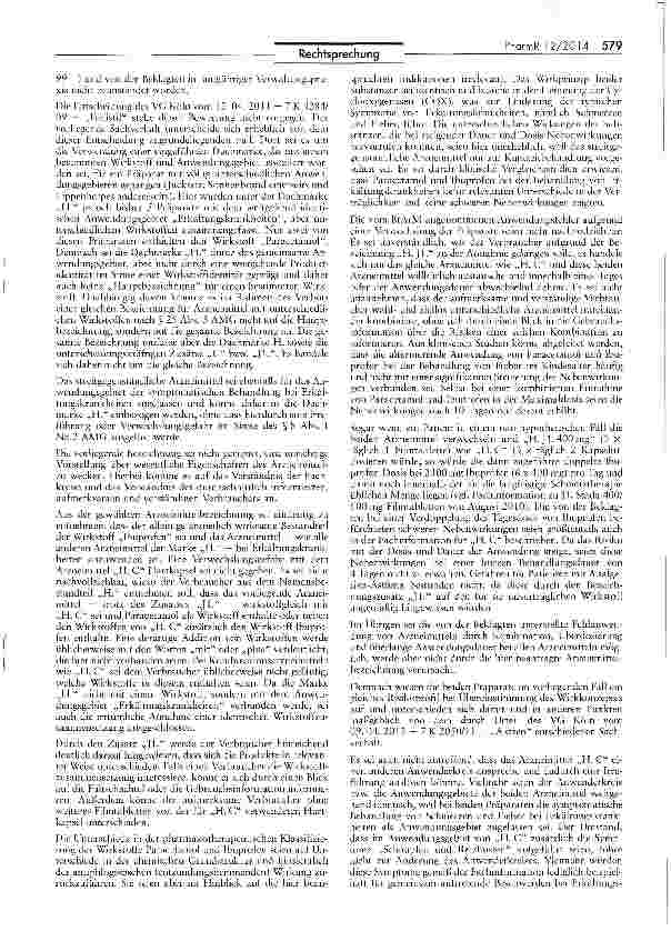 Vorschauseite 3: Irreführung des Verbrauchers bei Verwendung einer Dachmarke für wirkstoffverschiedene Arzneimittel AMG S 8 I Nr. 2
