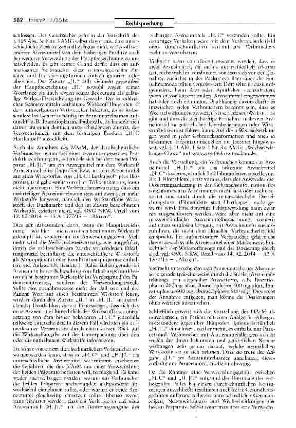 Vorschauseite 6: Irreführung des Verbrauchers bei Verwendung einer Dachmarke für wirkstoffverschiedene Arzneimittel AMG S 8 I Nr. 2
