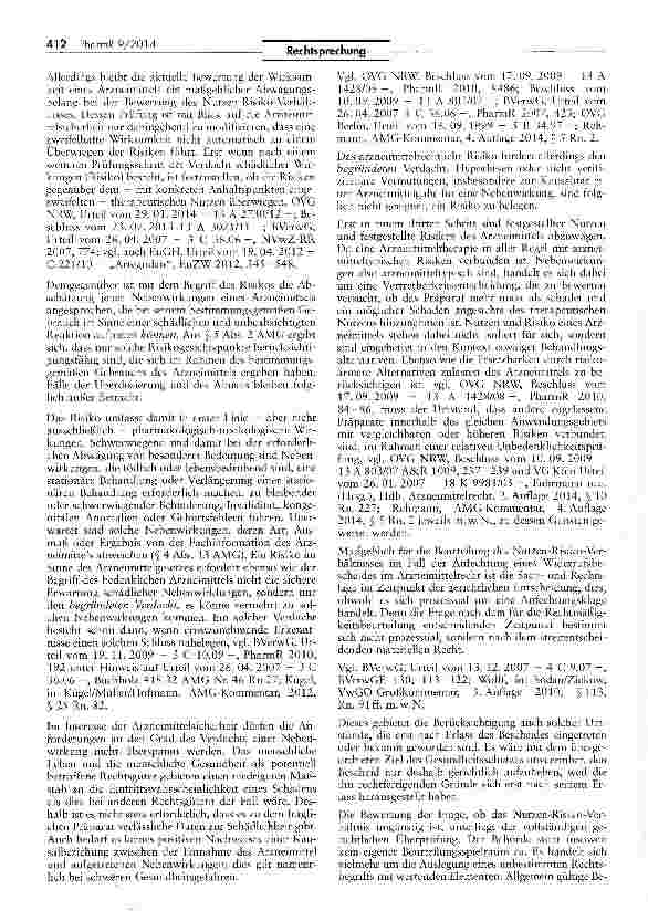 Vorschauseite 3: Risiko-Nutzenbewertung von Kava-Kava im Vergleich zu Benzodiazepinen jedenfalls nicht negativ AMG § 5 II