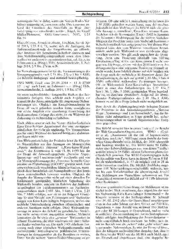 Vorschauseite 4: Risiko-Nutzenbewertung von Kava-Kava im Vergleich zu Benzodiazepinen jedenfalls nicht negativ AMG § 5 II