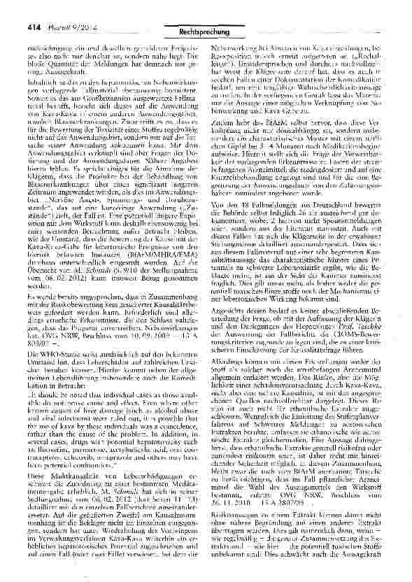 Vorschauseite 5: Risiko-Nutzenbewertung von Kava-Kava im Vergleich zu Benzodiazepinen jedenfalls nicht negativ AMG § 5 II