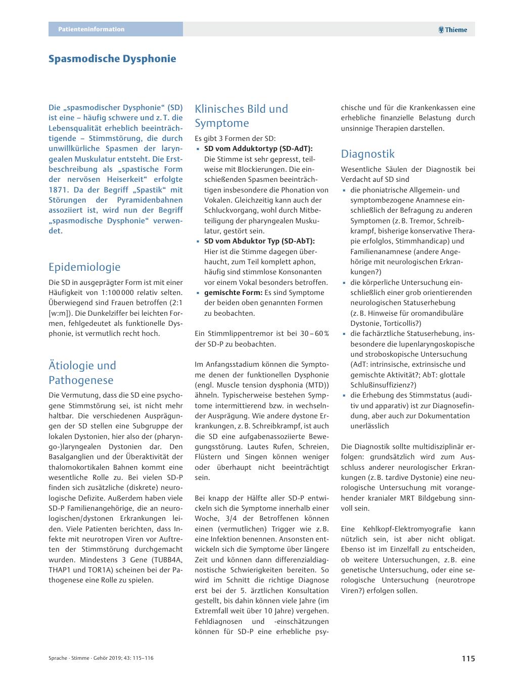 Vorschauseite 1: Spasmodische Dysphonie