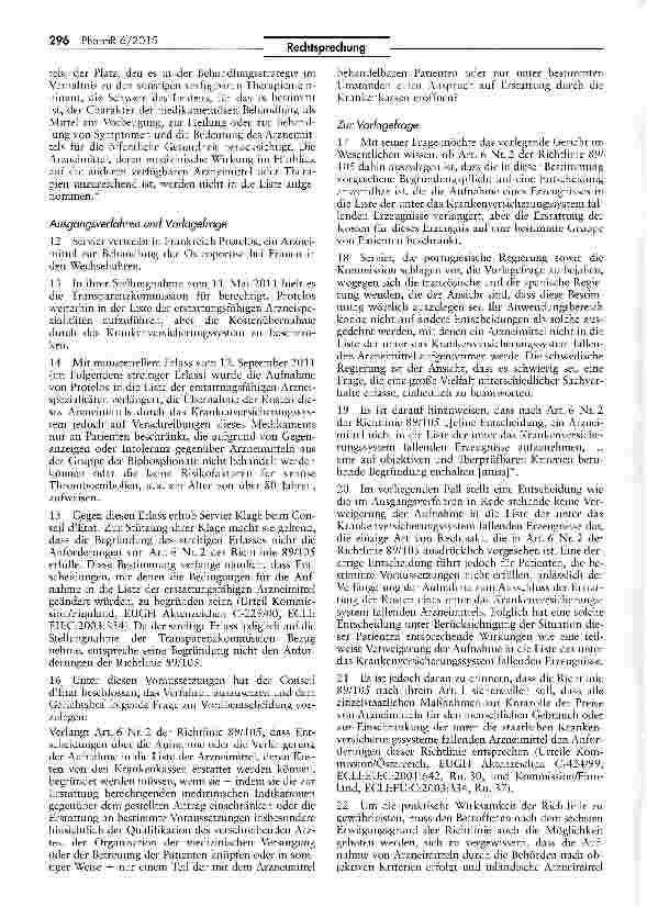 Vorschauseite 3: Inverkehrbringen von Arzneimitteln - Aufnahme in eine Liste der unter das Krankenversicherungssystem fallenden Erzeugnisse RL 89/105/EWG Art. 6 Nr. 2