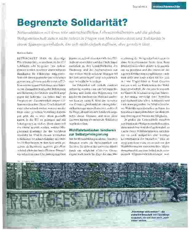 Vorschauseite 1: Begrenzte Solidarität?