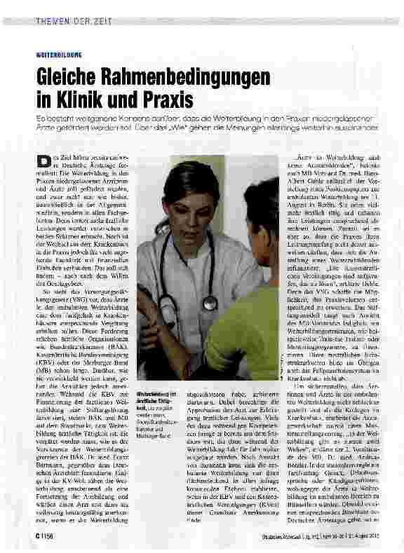 Vorschauseite 1: Gleiche Rahmenbedingungen in Klinik und Praxis