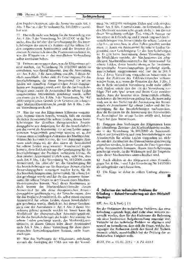 Vorschauseite 1: Definition des technischen Problems der Erfindung — Retard-Formulierung mit dem Wirkstoff Quetiapin