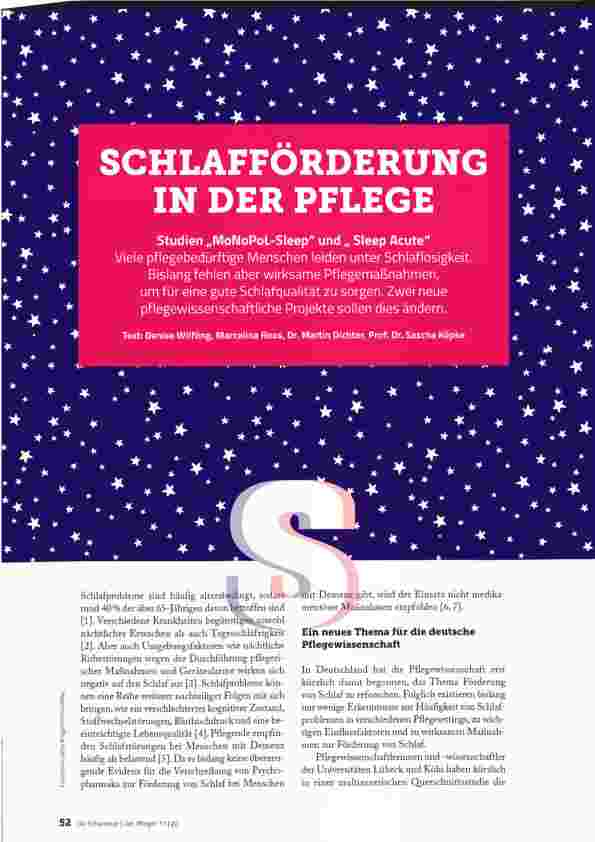 Vorschauseite 1: SCHLAFFÖRDERUNG IN DER PFLEGE