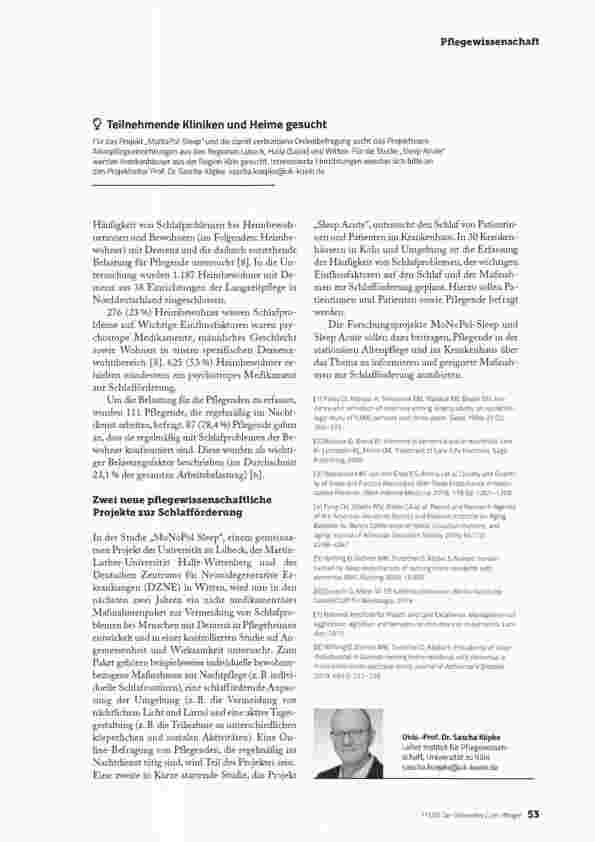 Vorschauseite 2: SCHLAFFÖRDERUNG IN DER PFLEGE
