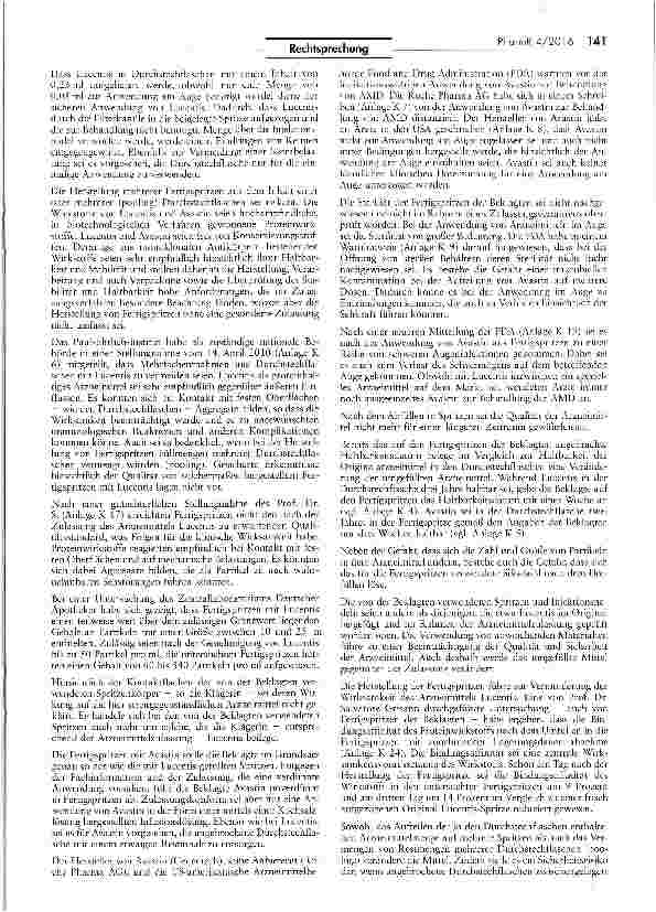 Vorschauseite 2: Zur Zulassungspflicht von umgefüllten zentral zugelassenen Arzneimitteln und Auslegung der Ausnahmen von der Zulassungspflicht (Lucentis)