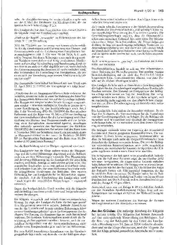 Vorschauseite 6: Zur Zulassungspflicht von umgefüllten zentral zugelassenen Arzneimitteln und Auslegung der Ausnahmen von der Zulassungspflicht (Lucentis)