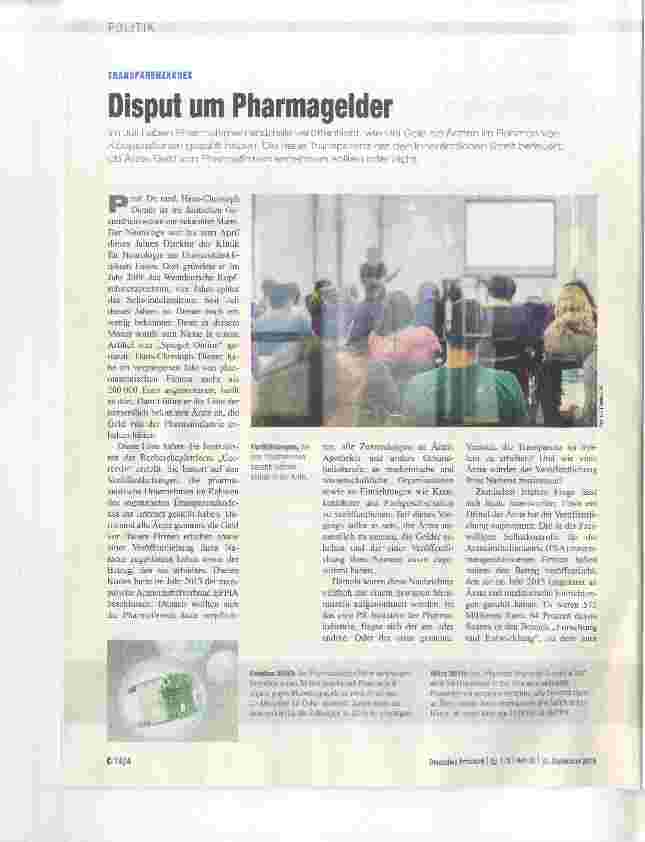 Vorschauseite 1: Disput um Pharmagelder