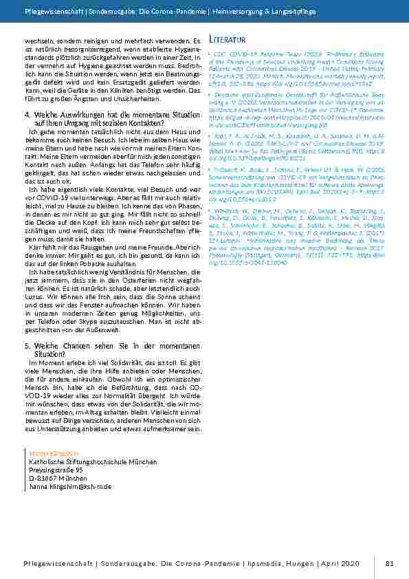 Vorschauseite 3: Versorgung von außerstationär beatmeten Menschen in Zeiten der Corona-Pandemie – Ein Interview mit Maria-Cristina Hallwachs