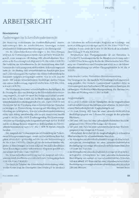 Vorschauseite 1: Änderungen im Schwerbehindertenrecht