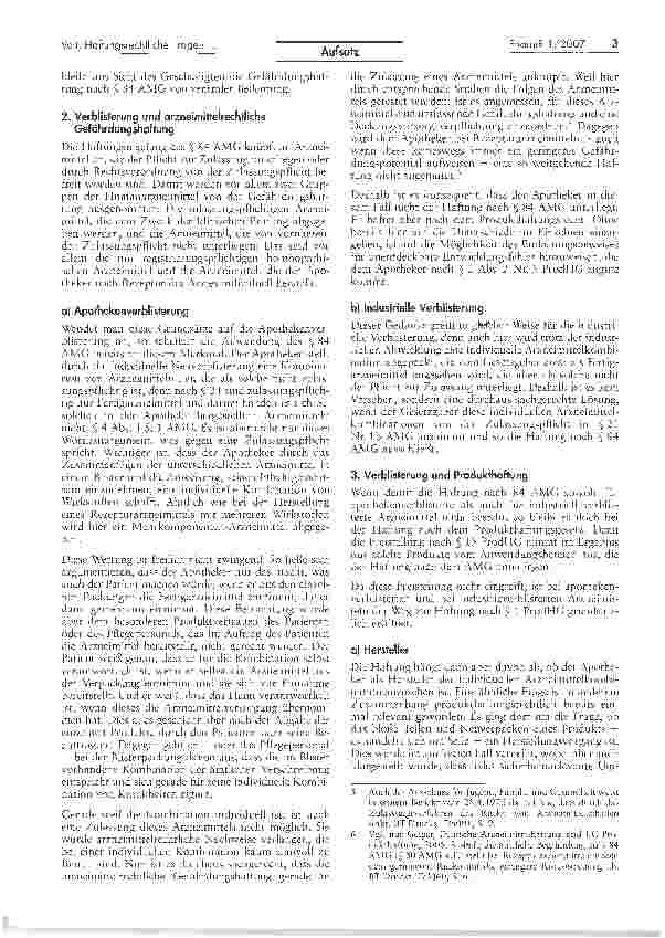 Vorschauseite 3: Haftungsrechtliche Fragen der Auseinzelung und Neuverblisterung zulassungspflichtiger Fertigarzneimittel