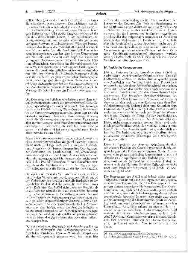 Vorschauseite 6: Haftungsrechtliche Fragen der Auseinzelung und Neuverblisterung zulassungspflichtiger Fertigarzneimittel