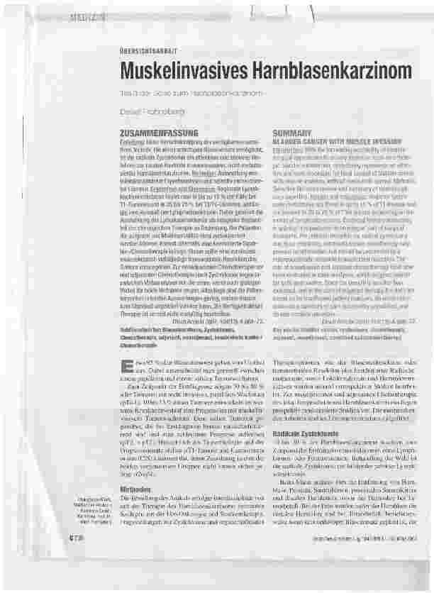 Vorschauseite 1: Muskelinvasives Harnblasenkarzinom
