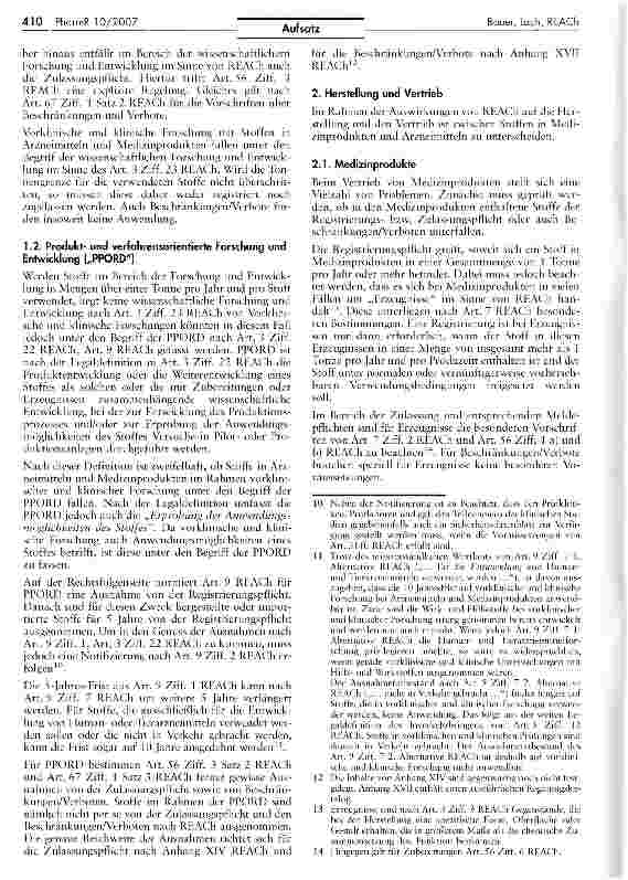 Vorschauseite 3: REACh: Praktische Auswirkungen für Arzneimittel und Medizinprodukte