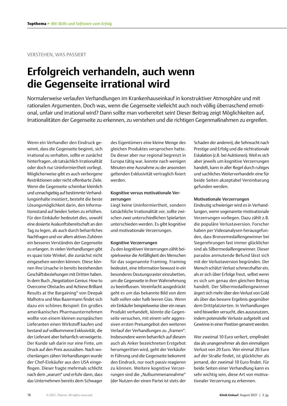 Vorschauseite 1: Verstehen, was passiert: Erfolgreich verhandeln, auch wenn die Gegenseite irrational wird