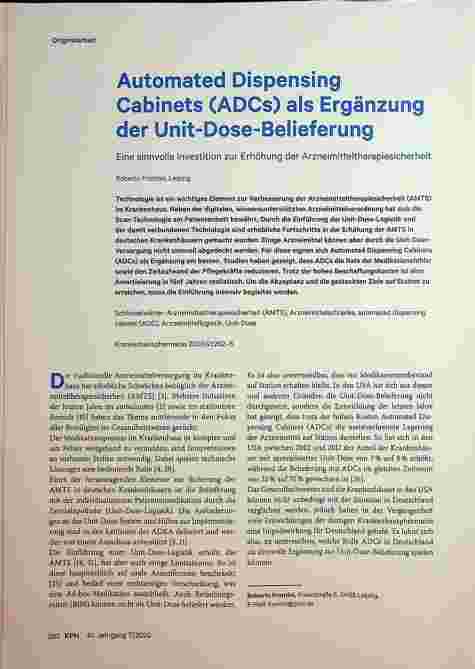 Vorschauseite 1: Automated Dispensing Cabinets (ADCs) als Ergänzung der Unit-Dose-Belieferung