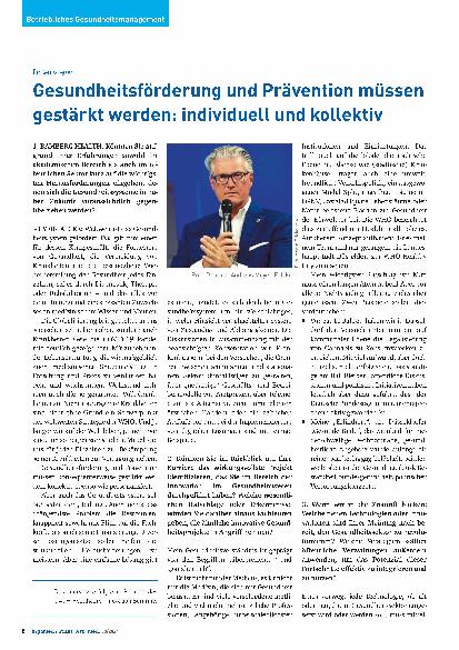 Vorschauseite 1: Gesundheitsförderung und Prävention müssen gestärkt werden: individuell und kollektiv.