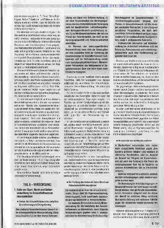 Vorschauseite 2: Gesundheits-, Sozialund ärztliche Berufspolitik - Gesundheits-politische Leitsätze der Ärzteschaft