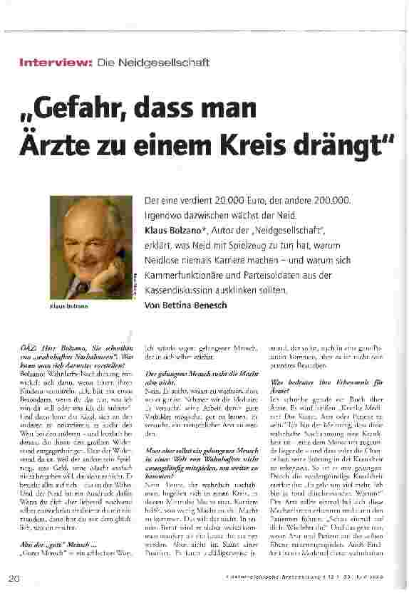 Vorschauseite 1: Gefahr, dass man Ärzte zu einem Kreis drängt