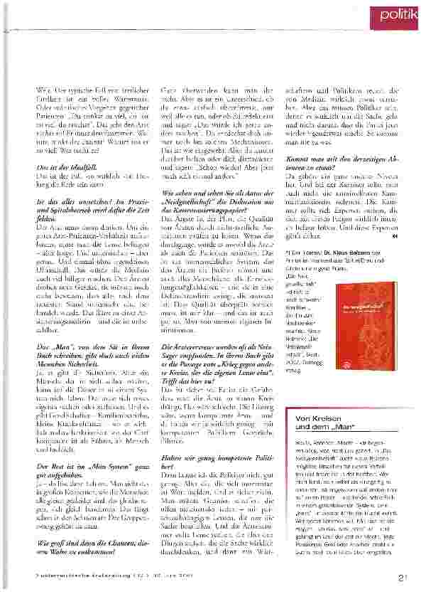 Vorschauseite 2: Gefahr, dass man Ärzte zu einem Kreis drängt