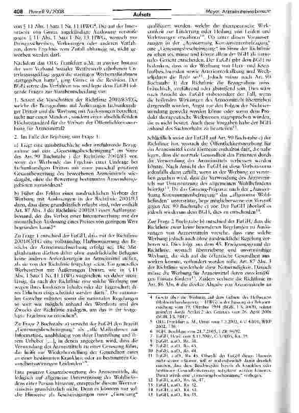 Vorschauseite 2: Das Arzneimittelwerberecht nach der Gintec-Entscheidung des EuGH