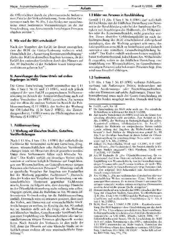Vorschauseite 3: Das Arzneimittelwerberecht nach der Gintec-Entscheidung des EuGH