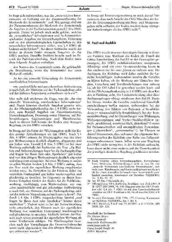 Vorschauseite 6: Das Arzneimittelwerberecht nach der Gintec-Entscheidung des EuGH