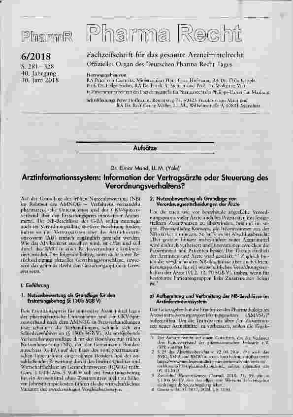 Vorschauseite 1: Arztinformationssystem: Information der Vertragsärzte oder Steuerung desVerordnungsverhaltens?