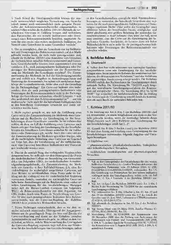 Vorschauseite 2: Inverkehrbringen von Generika und Carve-out-Regelung