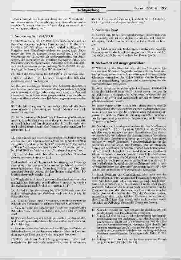 Vorschauseite 4: Inverkehrbringen von Generika und Carve-out-Regelung