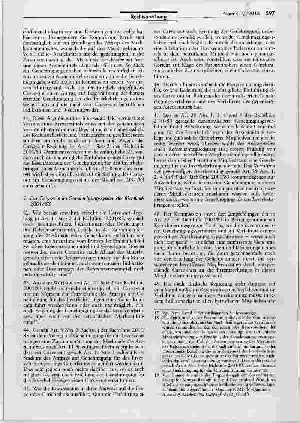 Vorschauseite 6: Inverkehrbringen von Generika und Carve-out-Regelung
