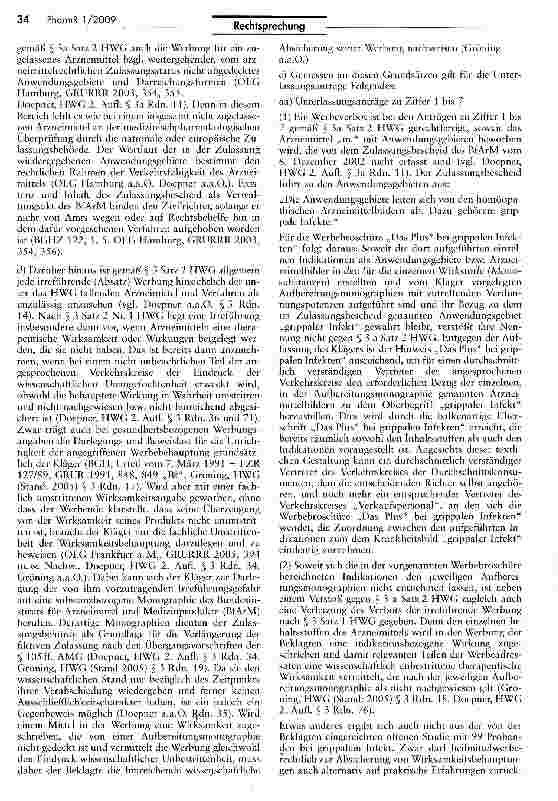Vorschauseite 3: Unzulässige Irreführung, wenn die Bewerbung eines Arzneimittels unzutreffend den Eindruck hervorruft, dass dessen Wirksamkeit unumstritten sei UWG §§4 Nr 11, 12 II; HWG §§ 3, 3a