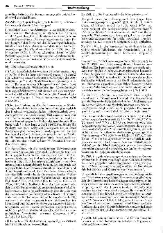 Vorschauseite 5: Unzulässige Irreführung, wenn die Bewerbung eines Arzneimittels unzutreffend den Eindruck hervorruft, dass dessen Wirksamkeit unumstritten sei UWG §§4 Nr 11, 12 II; HWG §§ 3, 3a