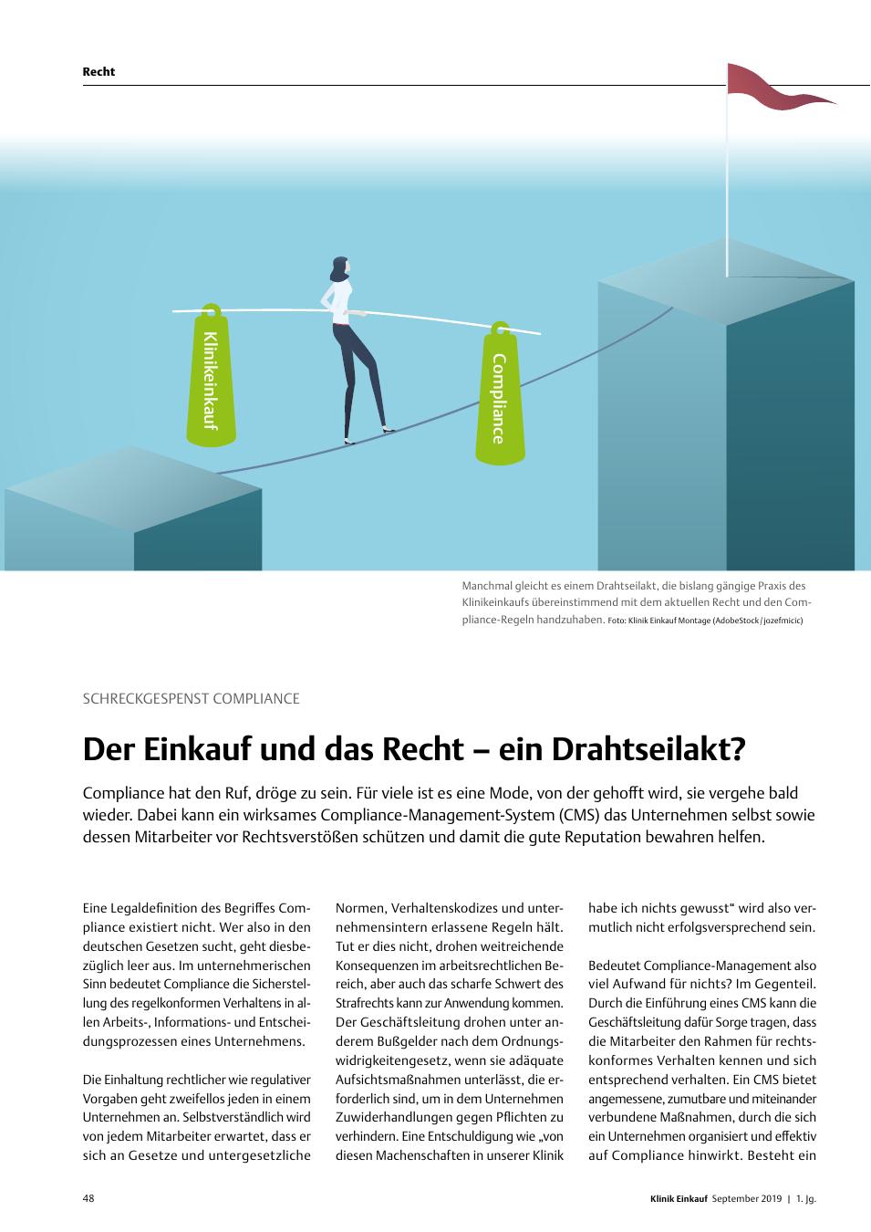 Vorschauseite 1: Schreckgespenst Compliance: Der Einkauf und das Recht – ein Drahtseilakt?
