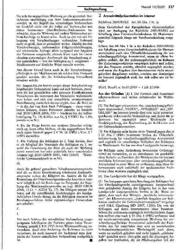 Vorschauseite 1: Arzneimittelpräsentation im Internet