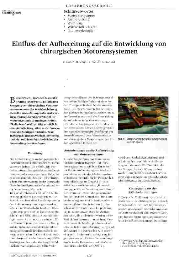 Vorschauseite 1: Einfluss der Aufbereitung auf die Entwicklung von chirurgischen Motorensystemen