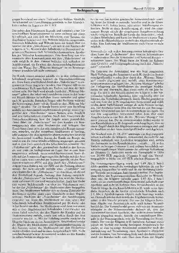Vorschauseite 2: Verbot eines Arzneimittelautomaten AEUV Art. 34; AMG §§ 43 I, 69 I 1, 73 I 1 Nr. la; ApBetrO §§ 17 V, VI