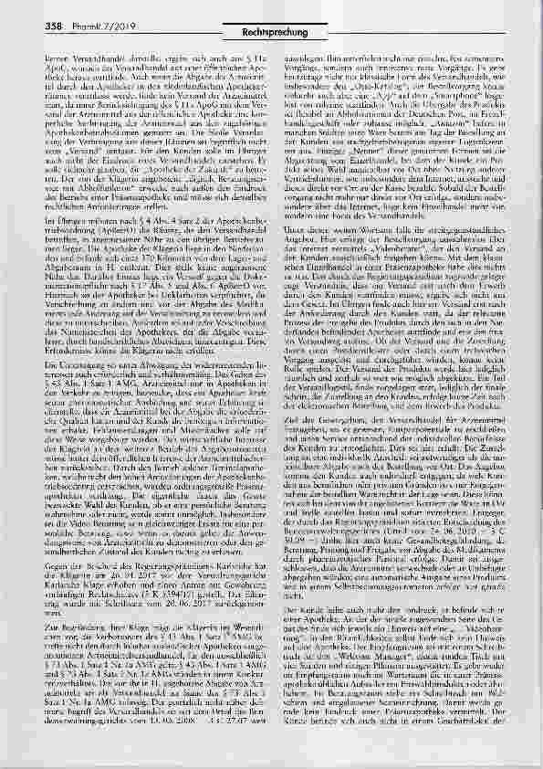 Vorschauseite 3: Verbot eines Arzneimittelautomaten AEUV Art. 34; AMG §§ 43 I, 69 I 1, 73 I 1 Nr. la; ApBetrO §§ 17 V, VI