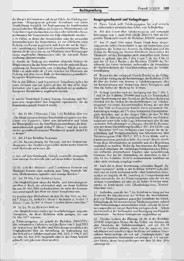 Vorschauseite 3: Rechtmäßigkeit des Verbots von Mentholzigaretten und ähnlichen aromatisierten Tabakwaren