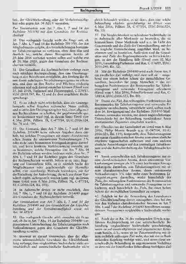 Vorschauseite 5: Rechtmäßigkeit des Verbots von Mentholzigaretten und ähnlichen aromatisierten Tabakwaren