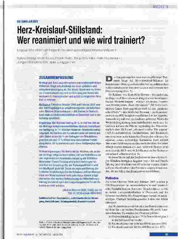 Vorschauseite 1: Herz-Kreislauf-Stillstand:Wer reanimiert und wie wird trainiert?