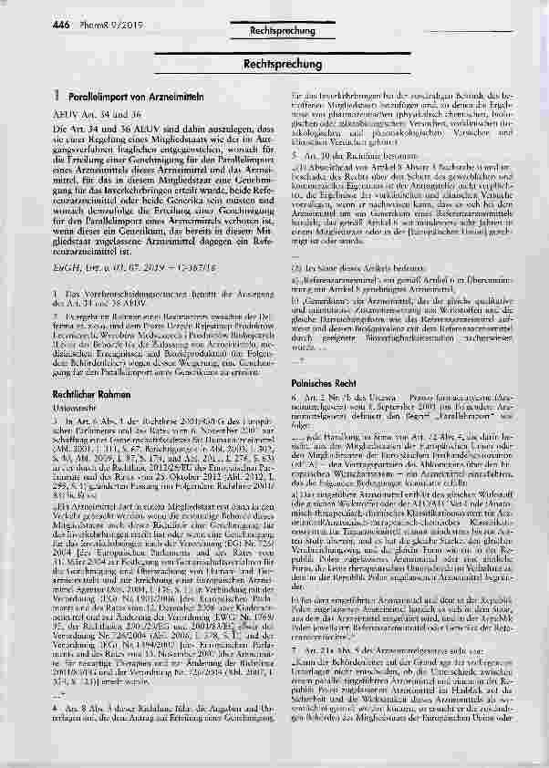 Vorschauseite 1: Parallelimport von Arzneimitteln